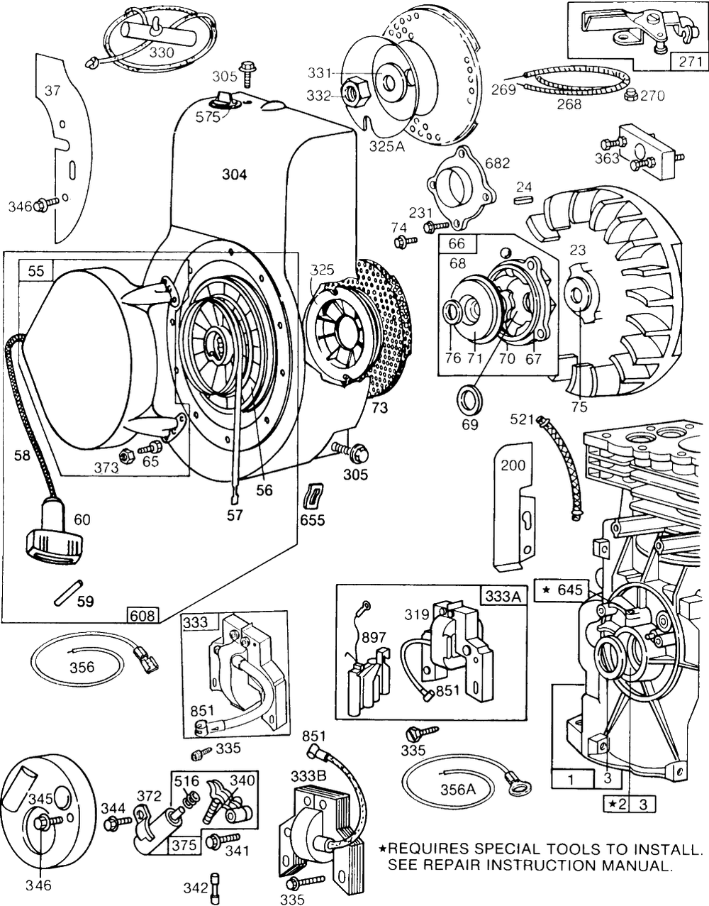 Blower Hsgs, Rewind,elect. Diagram and Parts List for 131232-0256-XX  Briggs and Stratton Engine